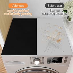 Wasmachinehoes - 60*60 cm - Wasmachine Beschermer - Antislip beschermhoes - Wasmachine Droger Mat - Vloerbeschermmat - Wasmachine Overtrek - Wasmachine Coating - mat - voor wasmachine, droger, keuken, badkamer en campers - zwart — thumbnail 4