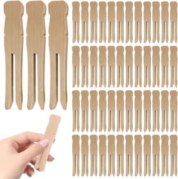 Houten Kledinghangers - Was Knijpers - Kleding Drogen - Natuurlijke Afwerking - 100 stuks - Houtkleur — thumbnail 5