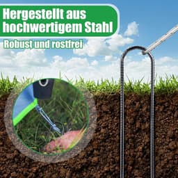 SnelShoppen - Pack van 12 Grondankers, Trampoline Haken, 30 cm U-vormige Gegalvaniseerde Grondankers, Tent Haringen, Storm Tent Pegs voor Camping en T — thumbnail 4