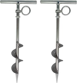Grondanker RVS - Ankerpaal Tentstok - Kamperen Vastzetten - Lange Spiraalvorm - 27 cm - Zilverkleurig — thumbnail 1