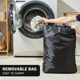 NTH products- Wasmand 48 liter - Wasmand met deksel - Opvouwbare Wasmand - Bamboe/Hout - Hoge Wasmand - 40 x 20 x 60 cm - Wascontainer — thumbnail 3