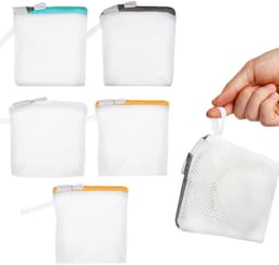 6 stuks opvouwbare kleine waszakken voor fijne was waszak mini-waszak tank herbruikbaar net was outfit machine reizen sandwich — thumbnail 1