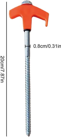 Grondschroefanker - Tentharingen vastschroeven - Stabiele tentopbouw - Oplichtend in donker - 20 cm - Oranje — thumbnail 5