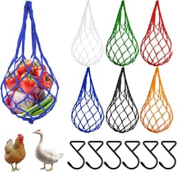 Groentezakken Gevogelte - Voederdispenser Kippen - Natuurlijk Voergedrag - Duurzaam Nylon Materiaal - 6 Stuks - Meerdere Kleuren — thumbnail 1