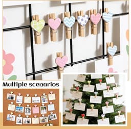 Mini Wasknijpers Hartvorm - Kleine Houten Knijpers - Foto's Ophangen - Romantische Hartvorm - 30 stuks - Meerkleurig — thumbnail 5