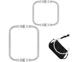 Haakzakken Set - Kusbevestiging Sluitingen - Tassen Maken - U-vormig Frame - Set van 2 - Aluminiumkleur