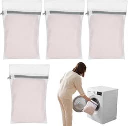 Wasnetjes met ritssluiting - Wit - Groot - Mesh Waszakken voor Delicate Kleding en Ondergoed — thumbnail 1
