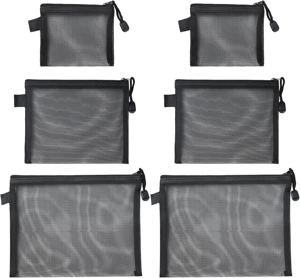 Wasnetjes met ritssluiting - Transparant - 6 stuks in 3 maten - Duurzaam polyester - Voor reizen en organisatie — afbeelding 1