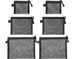 Wasnetjes met ritssluiting - Transparant - 6 stuks in 3 maten - Duurzaam polyester - Voor reizen en organisatie