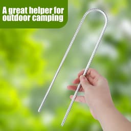 Set van 6 Grondankers van 30 cm van Gegalvaniseerd Staal voor Trampolines, Tenten en Campingaccessoires, Stevige U-Vormige Haringen voor Beveiliging en Stabiliteit — thumbnail 3