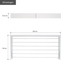 SnelShoppen - KROMS Wanddroogrek XL Wit 100 cm - 6m Drooglengte - Inklapbaar Wasrek - Hangend Muur Droogrek - Uitklapbaar Ophangbaar Droogrek voor Hui — thumbnail 1