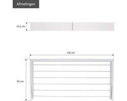 SnelShoppen - KROMS Wanddroogrek XL Wit 100 cm - 6m Drooglengte - Inklapbaar Wasrek - Hangend Muur Droogrek - Uitklapbaar Ophangbaar Droogrek voor Hui