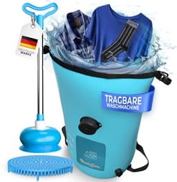 SnelShoppen - Draagbare Wasmachine Zonder Elektriciteit - Opvouwbare Waszak Plunjer Wasbord-Set - Lichtgewicht Handwasmachine voor Kamperen, Reizen, O — thumbnail 1