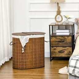 1 stuk - wasmand/smeermand - capaciteit 100 liter - met af te trekken dekking - afmetingen 38 cm x 38 cm x 57 cm - bruin — thumbnail 3