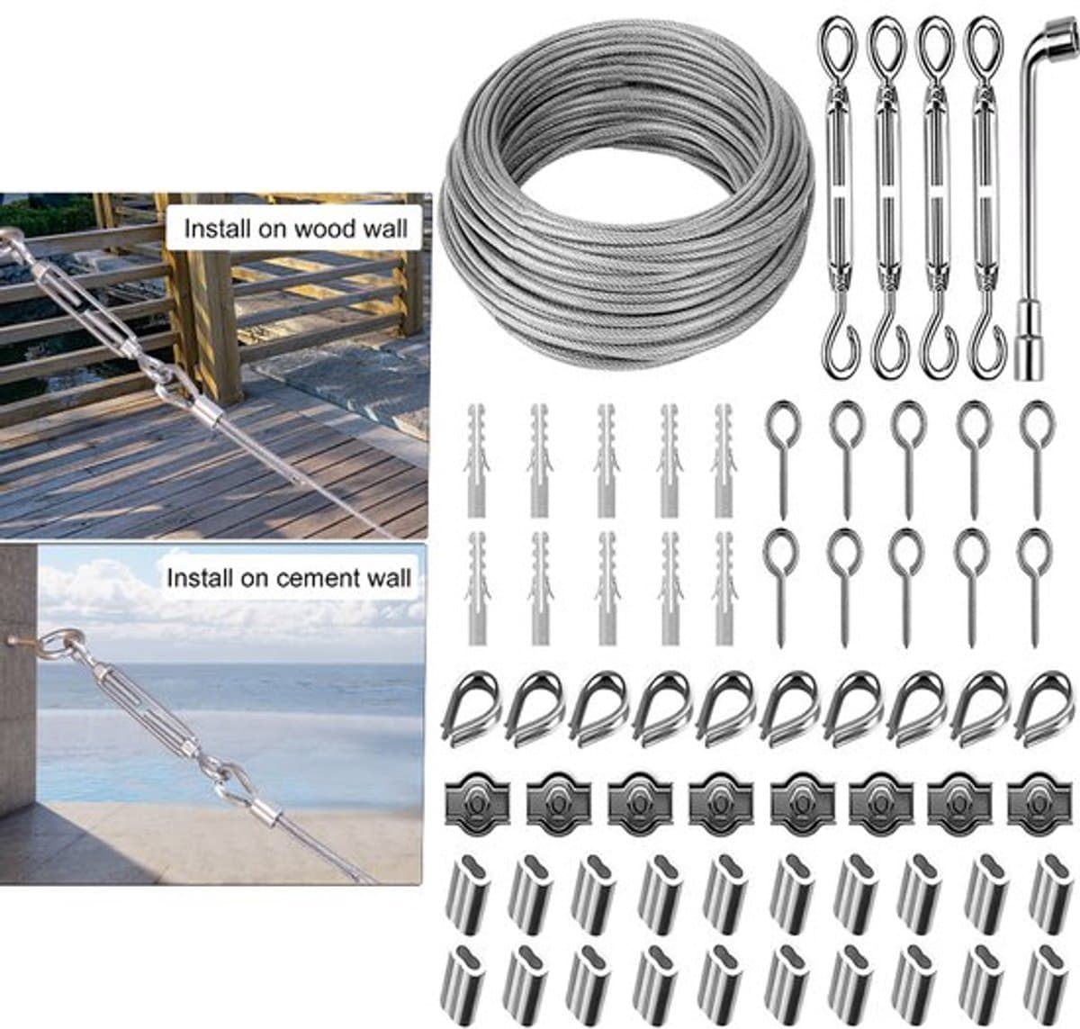 Onzichtbare waslijn - Winddichte hanger voor buiten kamperen - Kampeerwaslijn - kampeeraccessoires - Waslijn - Sterke waslijn - Zilver — afbeelding 1