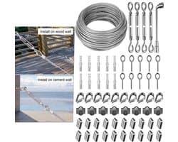 Onzichtbare waslijn - Winddichte hanger voor buiten kamperen - Kampeerwaslijn - kampeeraccessoires - Waslijn - Sterke waslijn - Zilver