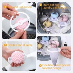 Wasmachine Lint Filter 3-delig - Drijvende Haar & Pluis Verwijderaar - 2025 Upgrade voor Huisdierenharen - Universeel voor Alle Wasmachines (Grote Bal, Gemengde Kleuren) — thumbnail 2