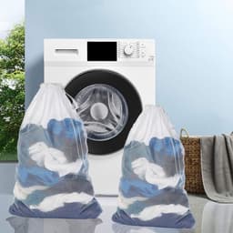 SnelShoppen - 4 Stuks DoGeek Mesh Waszakken met Trekkoord 60x90cm - Herbruikbare Waszakken voor Wasmachine - Ideaal voor Delicates, Sokken, Tights, Ba — thumbnail 3
