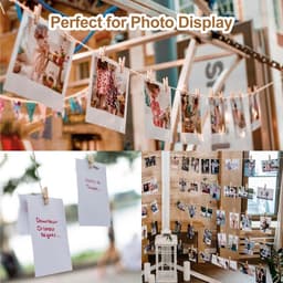 150 stuks mini-houten knijpers 3,5 cm met 10 m jute koord voor het ophangen van foto's, kaarten en creatief knutselen — thumbnail 4