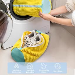 schoenenwaszak voor wasmachine met verborgen ritssluiting, 360° rondom reiniging, sneakers en hardloopschoenen, waszak, duurzaam en draagbaar — thumbnail 3