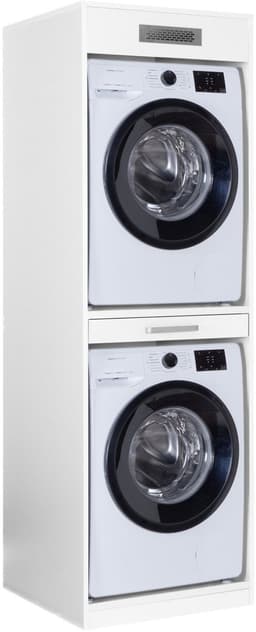 Interlink Lifestyle Studio Flow Wasmachinekast voor Wasmachine en Droogkast - Wit - Uitschuifbaar Werkblad - 67 x 68 x 208 cm — thumbnail 1