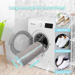 2 dikke waszakken voor de wasmachine, grijs, anti-vervorming, herbruikbaar, 360°-reiniging, met verborgen ritssluiting, voor gymschoenen, gaasdoek — thumbnail 3
