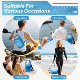 Dry Bag 5L Waterdichte Tas, Waterdichte Opbergtas, Waterdichte Dry Bag met Rolsluiting en Schouderriem voor Strand, Zwemmen, Boot, Kajak, Vissen, Raften, Kamperen, A2-Blauw — thumbnail 4