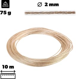 2 x waslijn, 10 m, 2 mm waslijn met stalen kern en kunststof ommanteling, weerbestendige waslijn voor balkon, tuin en camping, extra sterke lijn — thumbnail 5