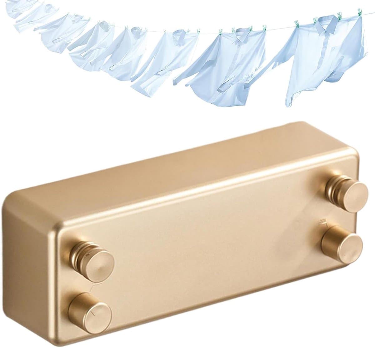 Uittrekbare Waslijn - Droogrek Waslijn - Kleding Drogen - Dubbele Uittrekbare Lijnen - 23 cm - Goud — afbeelding 1