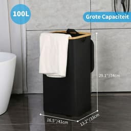 NIVA® Wasmand - Wasmanden - Wassorteerder - Zwart - 41cm x 33cm x 74cm — thumbnail 5