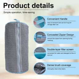 Dailygoods - Grijze Herbruikbare Wasmachine Schoenwaszakken met Verborgen Rits - 360° Reinigende Fluas — thumbnail 4