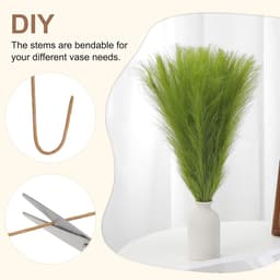 61 cm pampasdecoratie, 50 stuks kunstmatige pampas, bulk, pluizig kunstgras, klein gedroogd voor thuis, boho, decoratie, vaas, bruiloft, muur, grond, groen — thumbnail 1