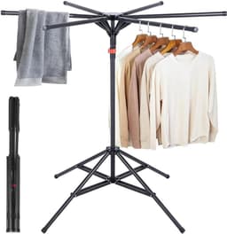 Droogrek - Wasrek - Kleding Drogen - Inklapbaar - 170 cm Hoog - Zwart — thumbnail 1