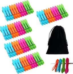 60 stuks wasknijpers met draagbare opbergtas, hoogwaardig PP-materiaal en roestvrijstalen veren, antislip no-mark clips voor binnen en buiten, ideaal voor wasserette, thuis, reizen — thumbnail 2