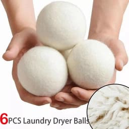 6 stuks wollen wasballen, versnelt droogtijd, vermindert statische lading, voor dikke kleding en baby's met gevoelige huid — thumbnail 5