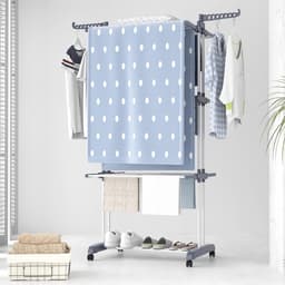 VALI® Droogrek - Gewichtslimiet 30kg - Wasrek - Uitschuifbaar Wasrek - Zwart en Zilver - 76cm x 50cm x 172cm — thumbnail 4