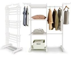 Droogrek Torenmodel - Wasrek Inklapbaar - Kleding Drogen - Uittrekbaar Design - 66-130 cm Breed - Wit