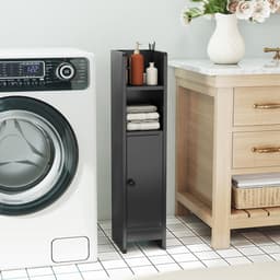 SureDeal® - Badkamerrekk - Stucks Smalle Toiletkast - Open Vakken - Afneembare Panken Vintage - 20x18x80 cm - Donkerbruin — thumbnail 3