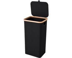 Wasmand met Deksel – Opvouwbare Wasmand – Wasbox 100L – Wassorteerder met Binnenzak – Zwart – Voor Badkamer, Slaapkamer en Wasruimte