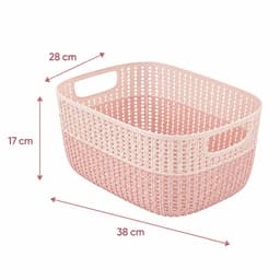 BOECK opbergmand en wasmand 15 Liter – Kleine Wasmand met Handgrepen – Kunststof Opbergmand – Roze — thumbnail 2