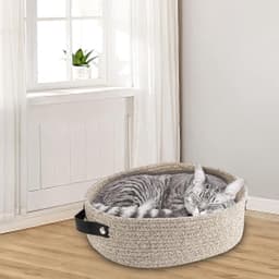 Kleine Geweven Mand Met Handvat Katoen - Ovale Touw Manden Kamer Opslag - Kat Mand Weinig Organizer Bins Boho - Wasmand Kinderkamer Voor Baby Hond Speelgoed - Geschenken - 2Pack — thumbnail 5
