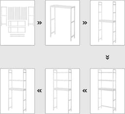 Toiletruimte opbergrek bamboe 3 niveaus verstelbare planken - eenvoudige montage - belasting 15 kg/niveau - wit Wasmachine rek — thumbnail 3