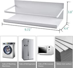 Koelkastrek 2-delig magnetisch kruidenrek - ruimtebesparende koelkast organizer voor de keuken (wit) Wasmachine rek — thumbnail 3