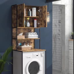 Bovenbouwkast voor wasmachine en toiletkast - Badkameropbergkast met planken en ruimtebesparing — thumbnail 4