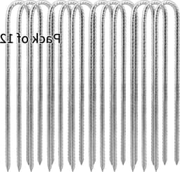 30 cm U-grondankers verzinkt - 12 stuks - tentharingen - U-vormig - beitelpunt - tuinharingen - trampoline haringen - camping - tenten - luifels - schommel — thumbnail 1