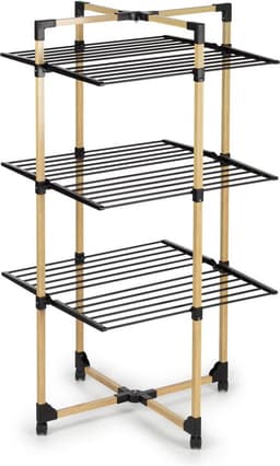 Opvouwbaar wasrek met meerdere niveaus - staand droogrek 69 x 136 x 69 cm - tot 20 kg wasgoed - ideaal voor kleine woningen wasrek — thumbnail 2