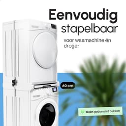 Stapelkit met Uitschuifbare Plank voor Wasmachine & Droger – Wit – Bodo — thumbnail 4