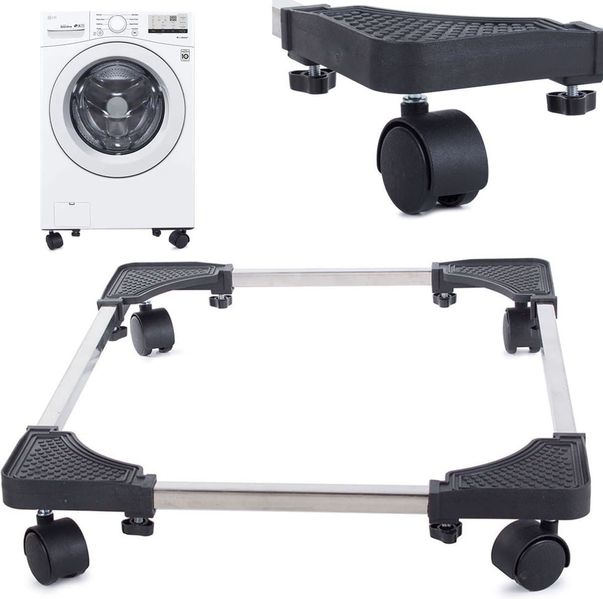 IBBO Shop - Verstelbare Wasmachine Verhoger - Wasmachine Verhoger - Verhoging Witgoed – Meubelroller – Meubelverplaatser - Wasmachine Ombouw - Verstelbare Multitool – Trolley - 8 Poten/ 4 Wielen — afbeelding 1