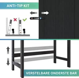 Goodivery - Wasmachine ombouw - Wasmachinekast - Toiletkast - Badkamermeubel - WC - Kast - 26x64x175cm - Zwart — thumbnail 2