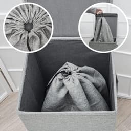 Linnen look: 100 l waszak groot XXL + 60 l wasverzamelaar reis - waszak voor vuile was, wasmand, organizer, waszak met trekkoord, waszak, koffer, waszak voor rugzak — thumbnail 5